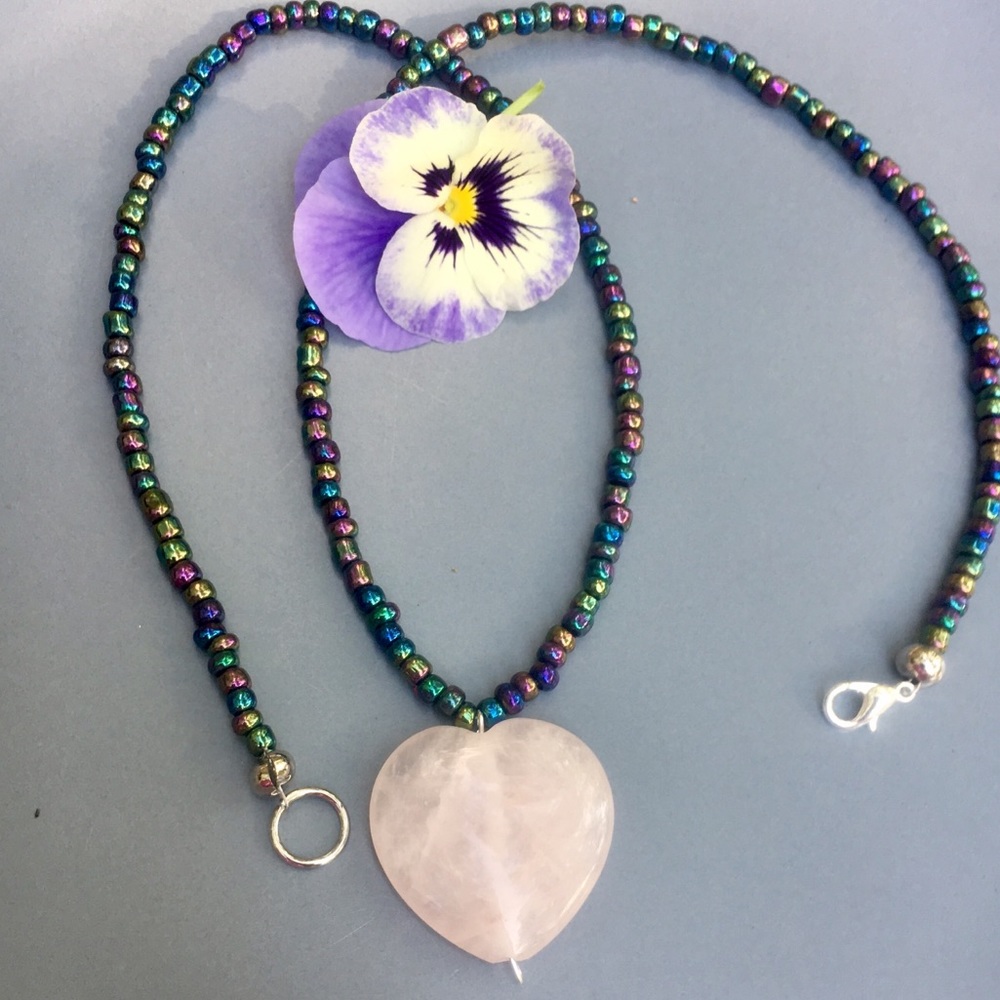 Hand made glass heart necklace